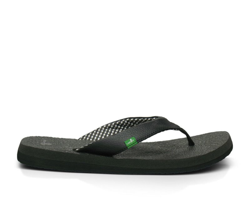 Sanuk Womens Yoga Mat Black Flip Flops | TQNUDK783